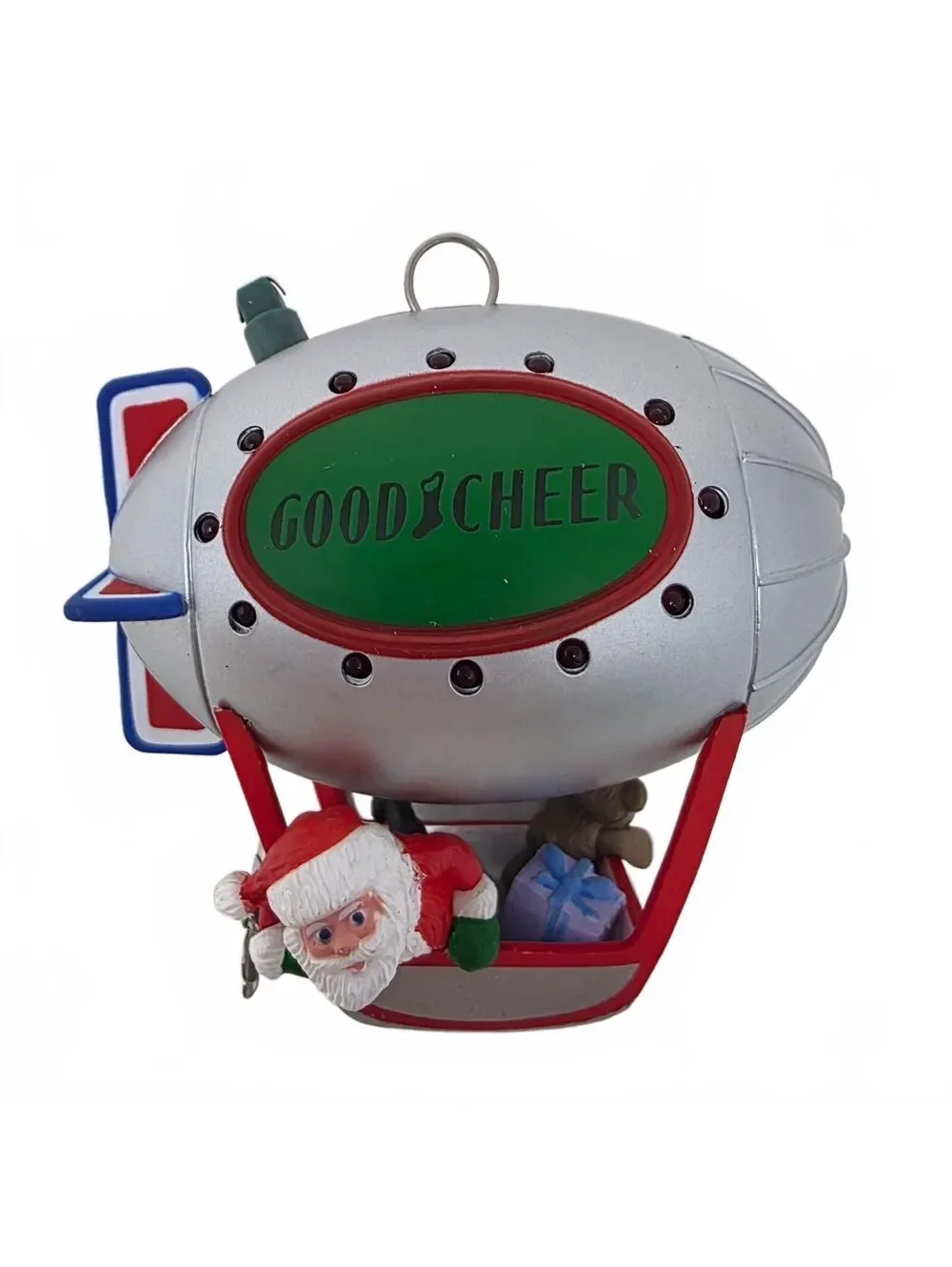 1995 Hallmark Good Cheer Blimp Magic Light Christmas Ornament w Box